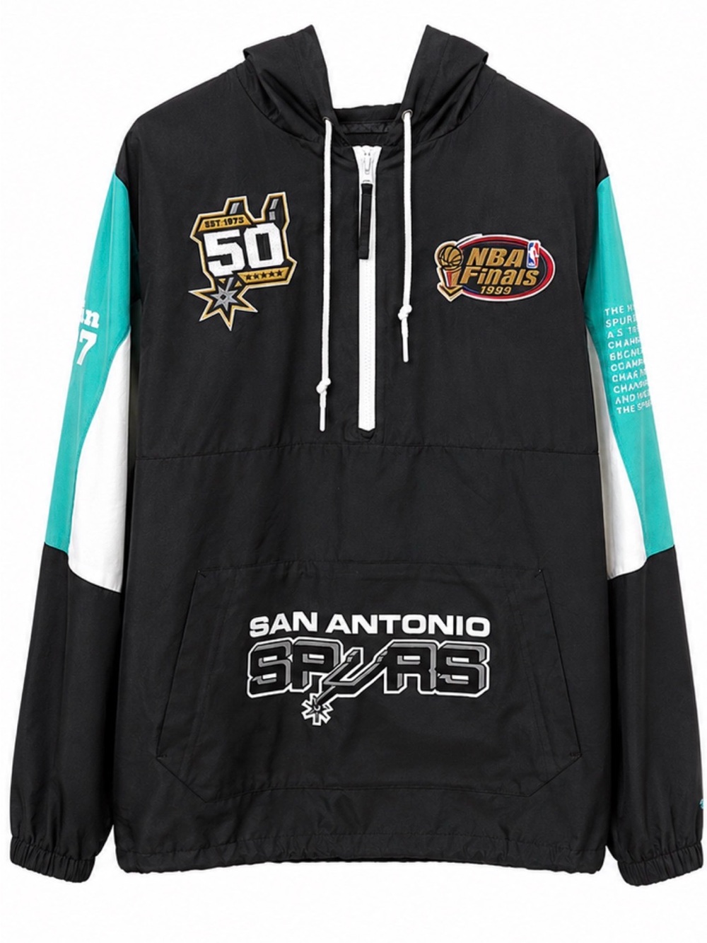 San Antonio Spurs windbreaker Mitchell & Ness Black and White Hardwood Classics